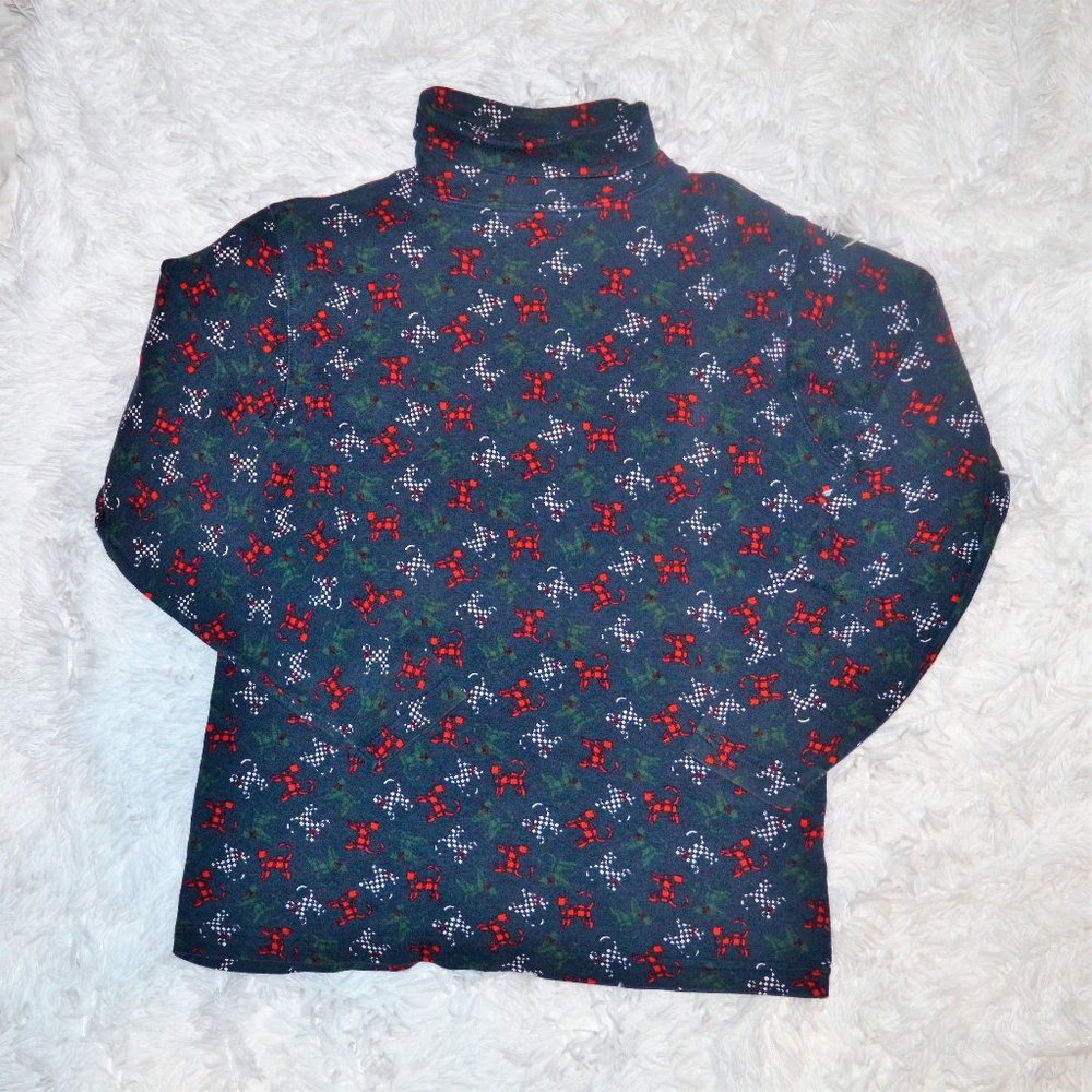 EAGLE'S EYE Vintage Christmas Holiday Cat Cats Plaid Turtleneck Long Sleeve Top